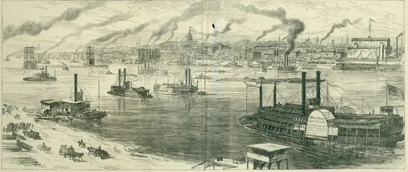 Een algemeen uitzicht op de stad vanuit het oosten. St. Louis